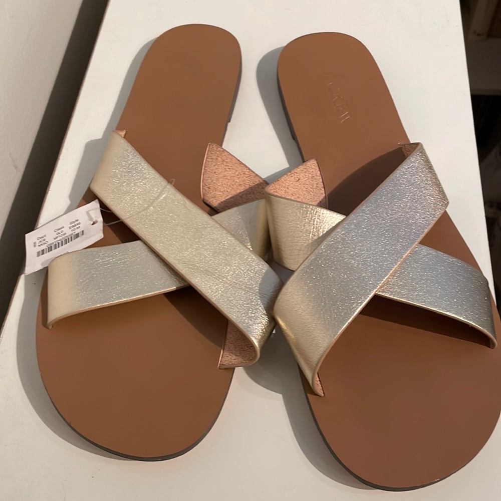 J. Crew gold sandals, size 10